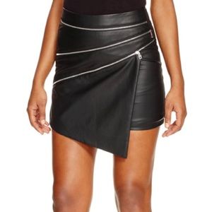 Black leather mini skirt